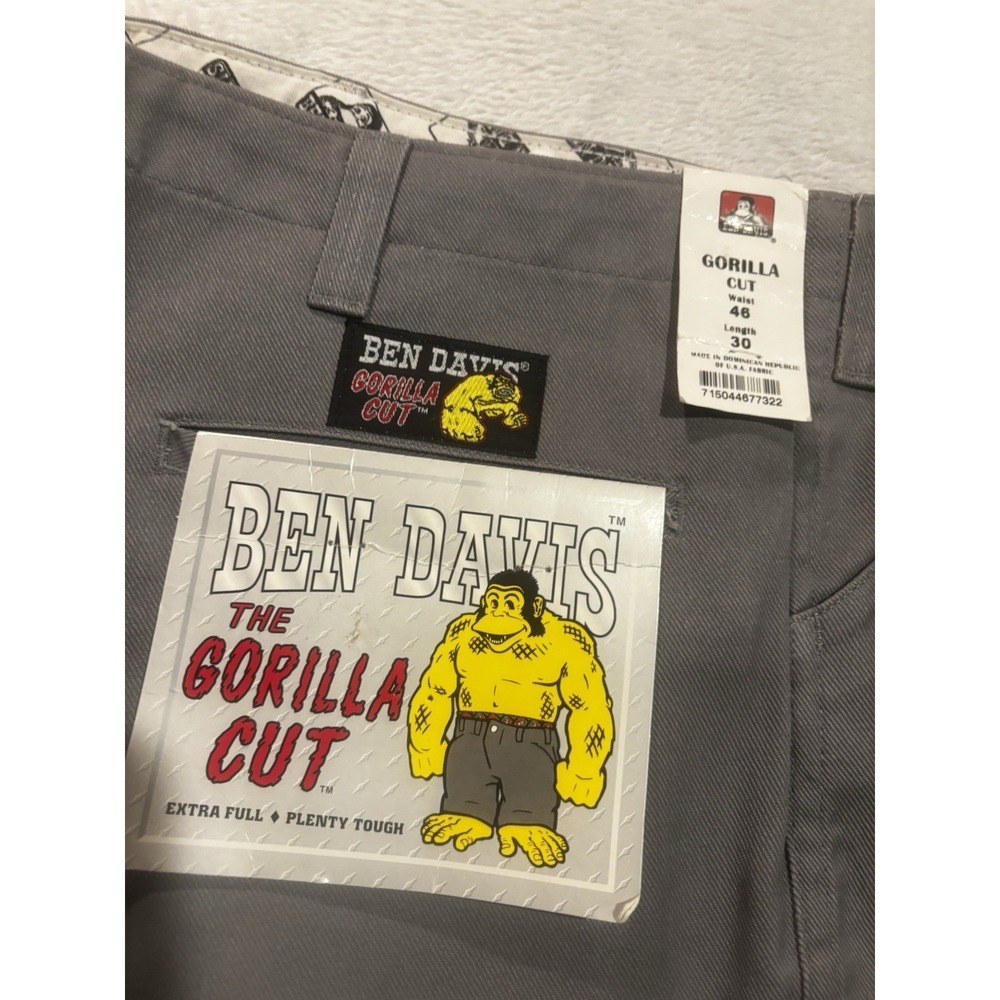 NEW Ben Davis Gorilla Cut Mens 46x30 Chino Pants Gray Workwear Vintage